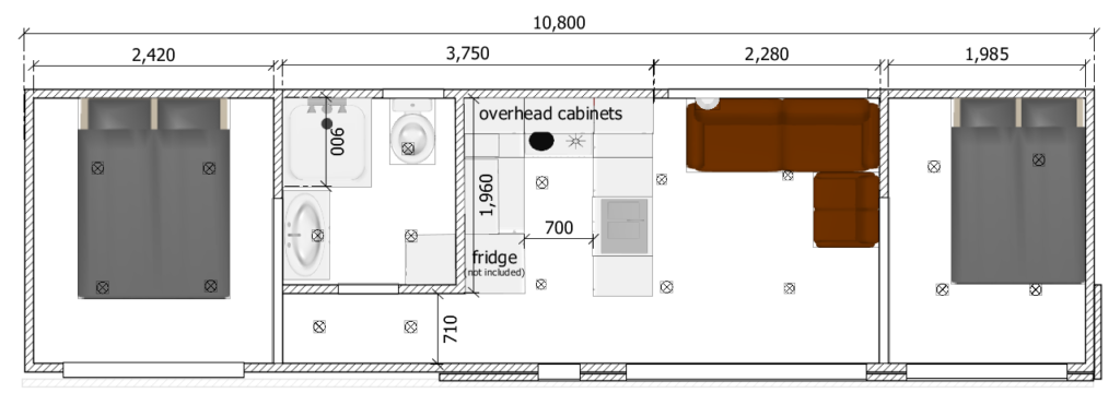 Absolute Tiny House Floorplan Kitchen Galley