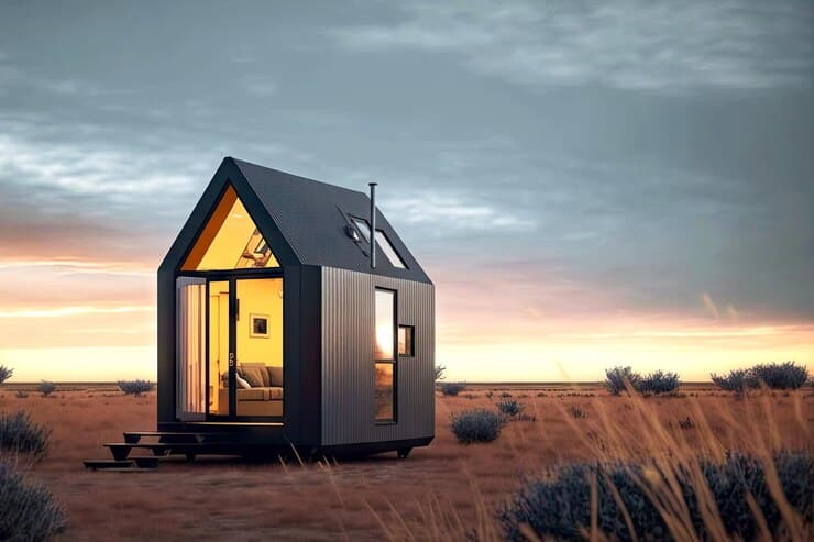conceptual modern tiny house traveling freelancers